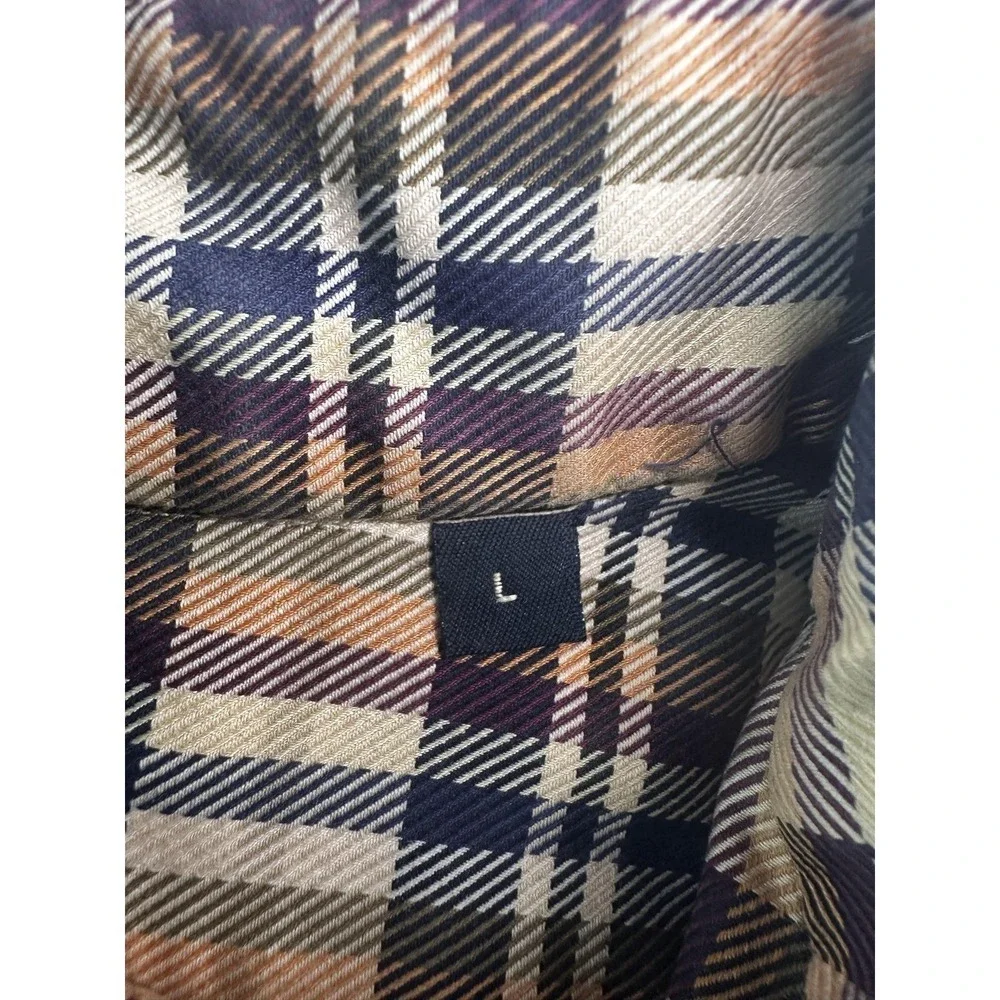 Gitman Bros Shirt Mens Large Beige Plaid‎ Twill Button Down Long Sleeve Pocket